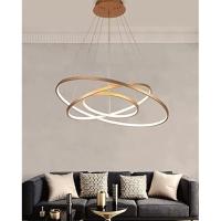 Lustre Luminaria Led 3 Aneis Pendente 3 Em 1 Perfil Luxo Ajustavel Ambiente Quarto Sala - 5
