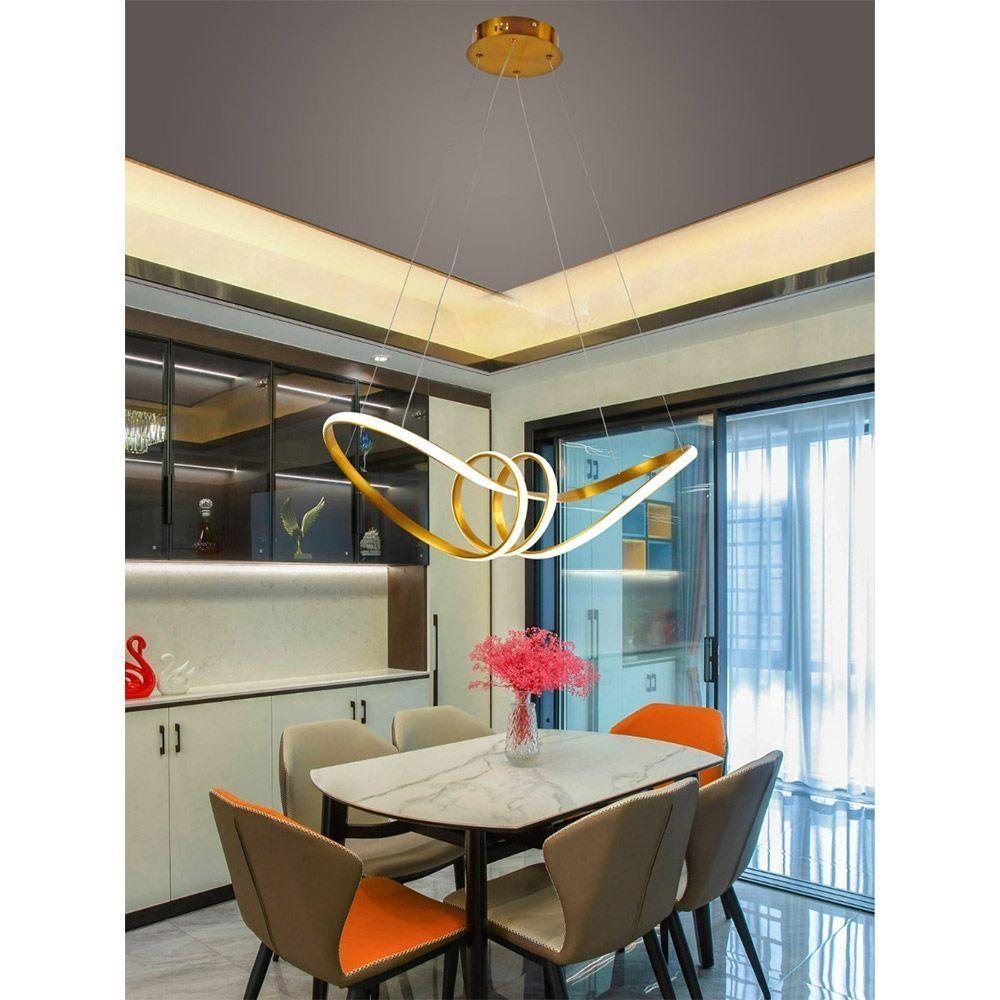 Lustre Luminaria Arco Infinito Aneis Pendente 3 Em 1 Led Ambiente Decorativo Moderno Luxo Recepçao - 8