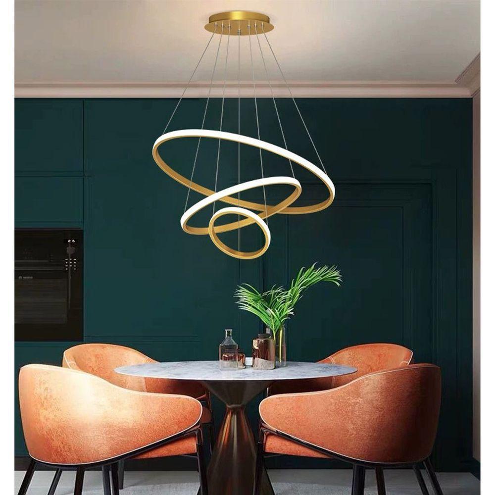 Luminaria Pendente 3 Em 1 Led Perfil Lustre Aneis Infinito Aro Ajustavel Regulavel Iluminaçao - 2