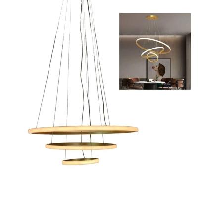 Luminaria Pendente 3 Em 1 Led Perfil Lustre Aneis Infinito Aro Ajustavel Regulavel Iluminaçao