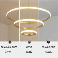 Luminaria Pendente 3 Em 1 Led Perfil Lustre Aneis Infinito Aro Ajustavel Regulavel Iluminaçao - 5