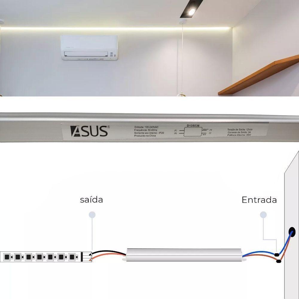Fonte Slim Drive 36w 12v 3a Fita Led Perfil Bivolt Ip20 Resistente Lustre Luminaria - 3