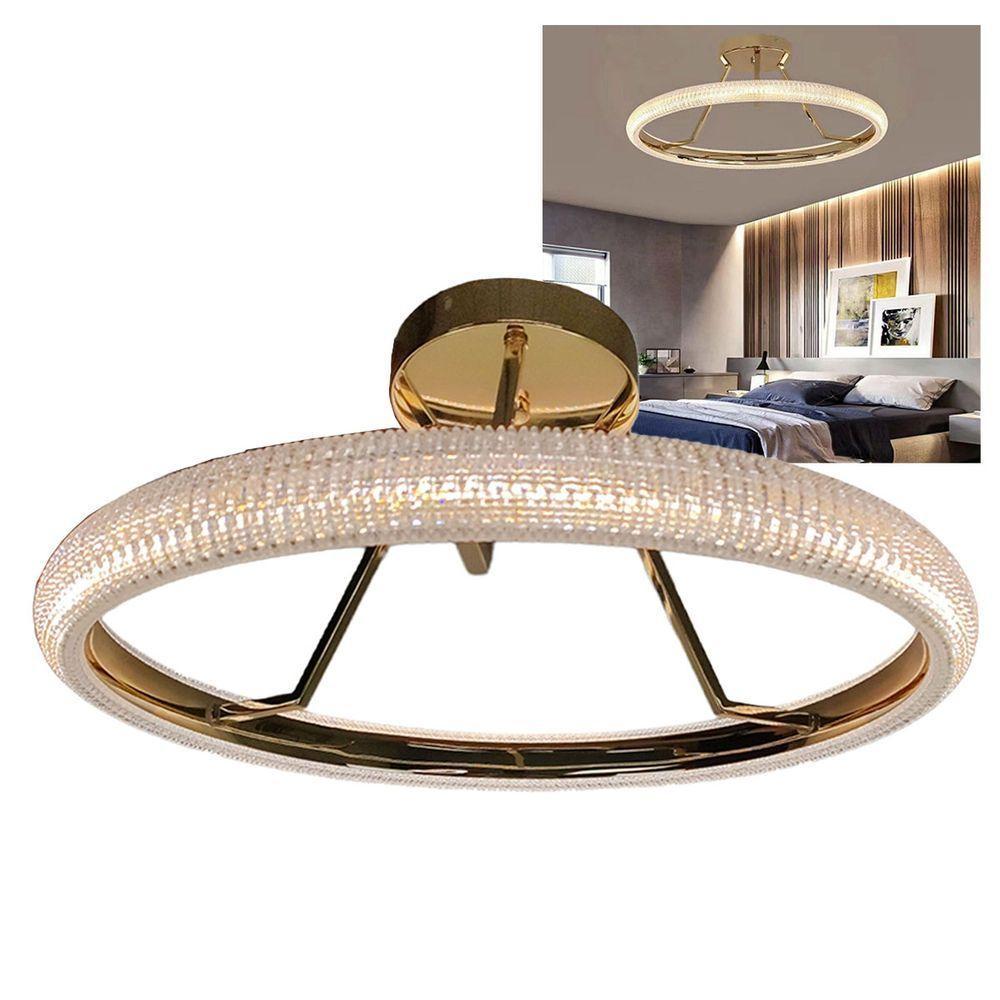 Luminaria 3 Em 1 Anel Arco Lustre Cristal Led Infinito Perfil Sala De Jantar Casa Quarto - 1