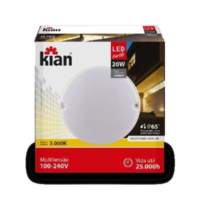 Kit 4 Luminárias Tartaruga 20w Redonda Branca Quente 3000k
