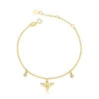 Pulseira Abelha Com Pontos De Luz Revestida Em Ouro - 1