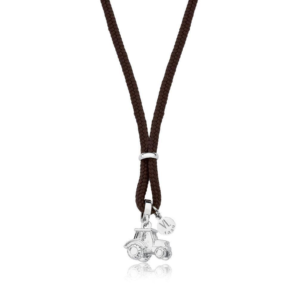 Colar Trator Infantil Prateado No Paracord Marrom - 1