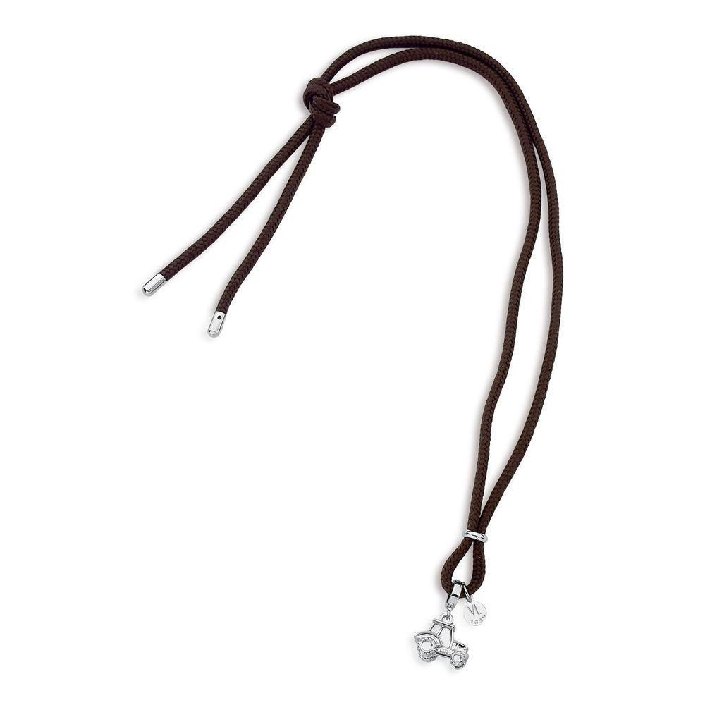 Colar Trator Infantil Prateado No Paracord Marrom - 4