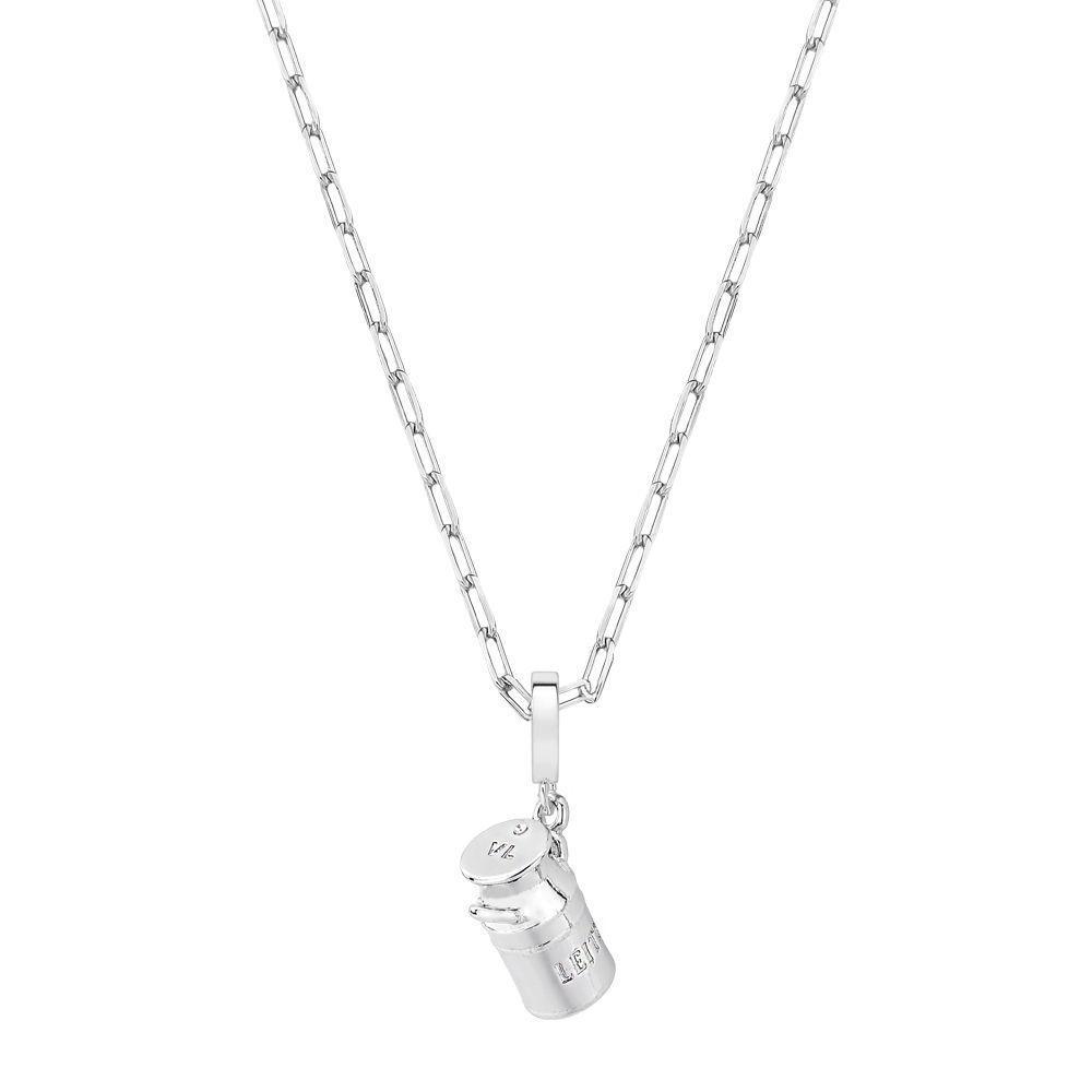 Colar Latão De Leite Na Corrente De Elos Prateada - 1