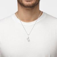 Colar Latão De Leite Na Corrente De Elos Prateada - 3