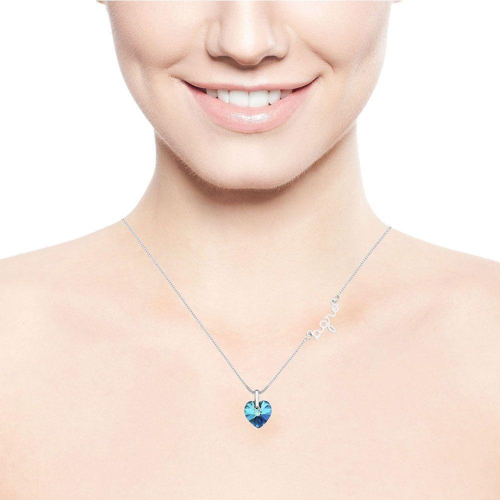 Colar Amor Ao Agro Com Coração Azul E Revestimento Em Prata - 4