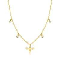 Colar Abelha Pequena Com Pontos De Luz Revestido Em Ouro - 1