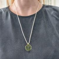 Cordão De Algodão Com Medalha Cana De Açúcar Revestida Em Ouro Cor Verde - 1