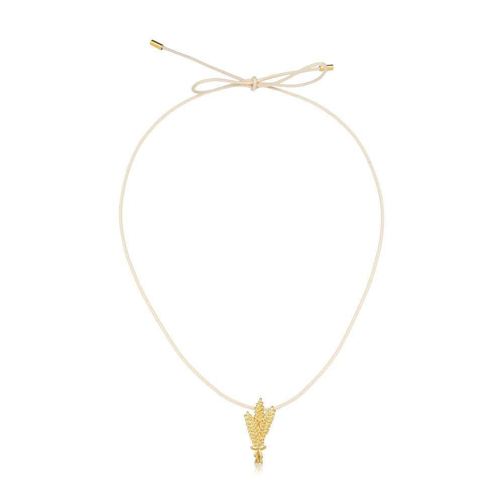 Cordão De Algodão Com Pingente Trigo Revestido Em Ouro - 1