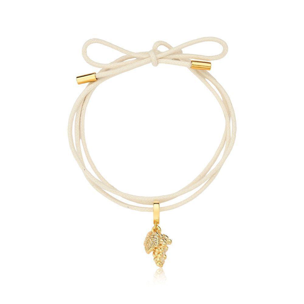 Cordão De Algodão Com Pingente Uva Revestido Em Ouro - 1