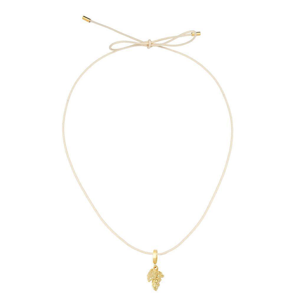 Cordão De Algodão Com Pingente Uva Revestido Em Ouro - 4