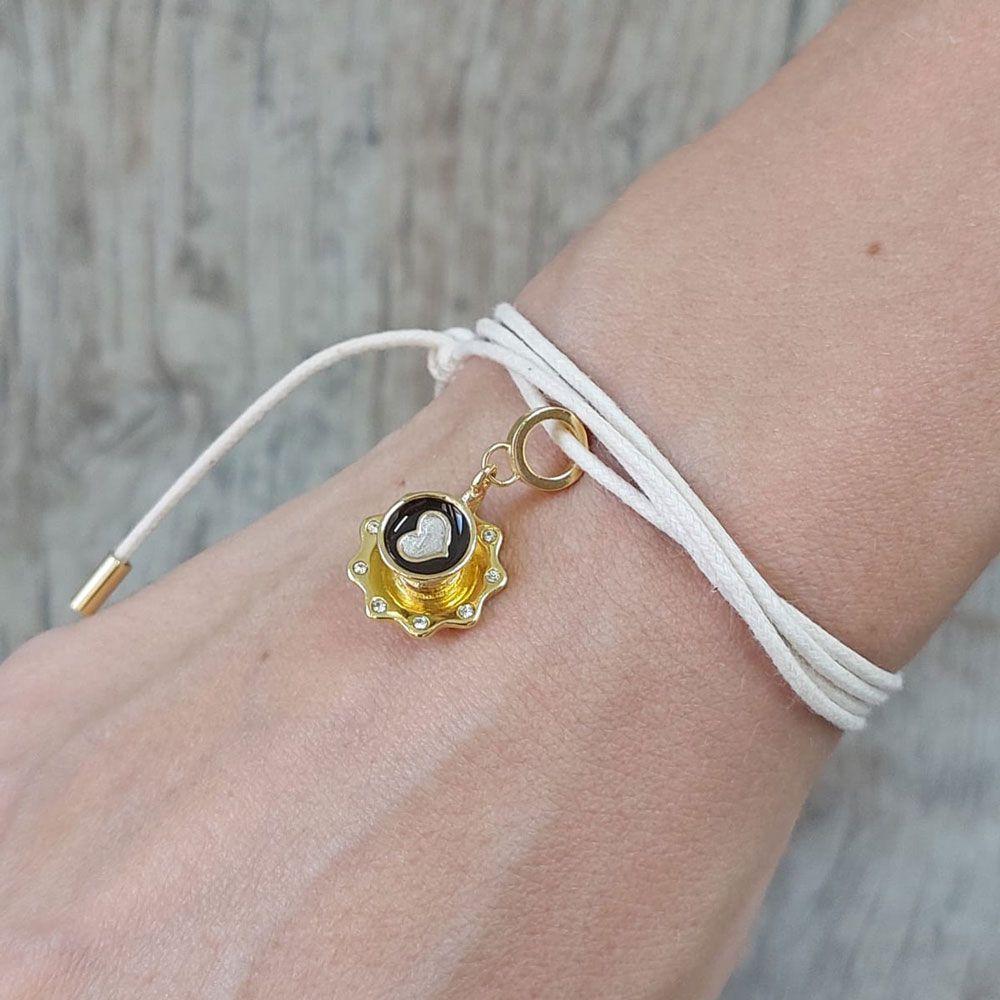 Cordão De Algodão Xícara Com Pires Revestido Em Ouro - 2