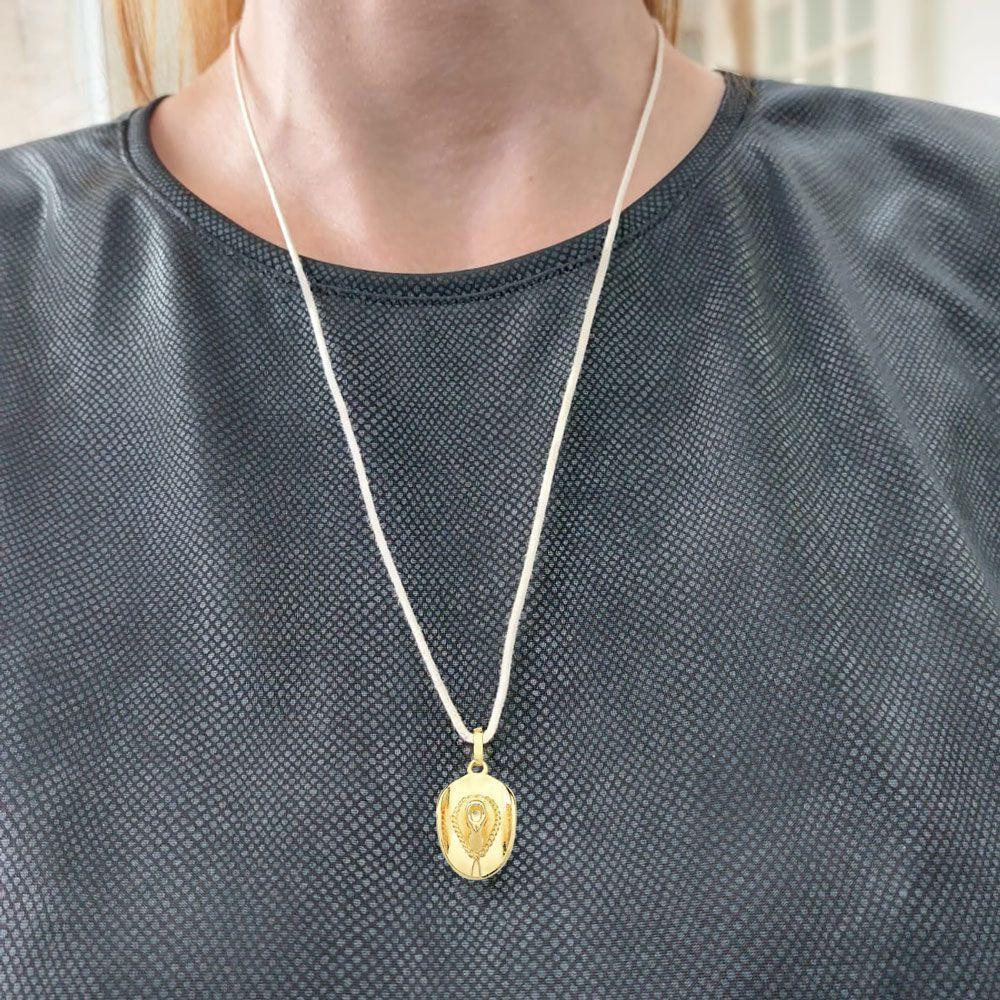 Cordão De Algodão Com Pingente Chapéu Revestido Em Ouro - 2