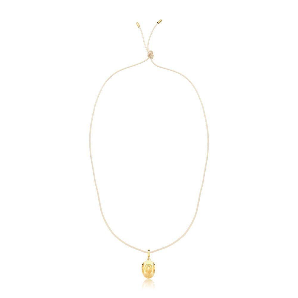 Cordão De Algodão Com Pingente Chapéu Revestido Em Ouro - 3