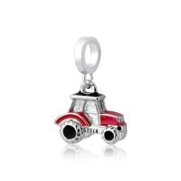 Charm Trator Esmaltado Com Revestimento Prateado Cor Vermelho - 1