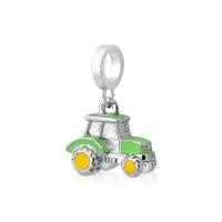 Charm Trator Esmaltado Com Revestimento Prateado Cor Verde - 1