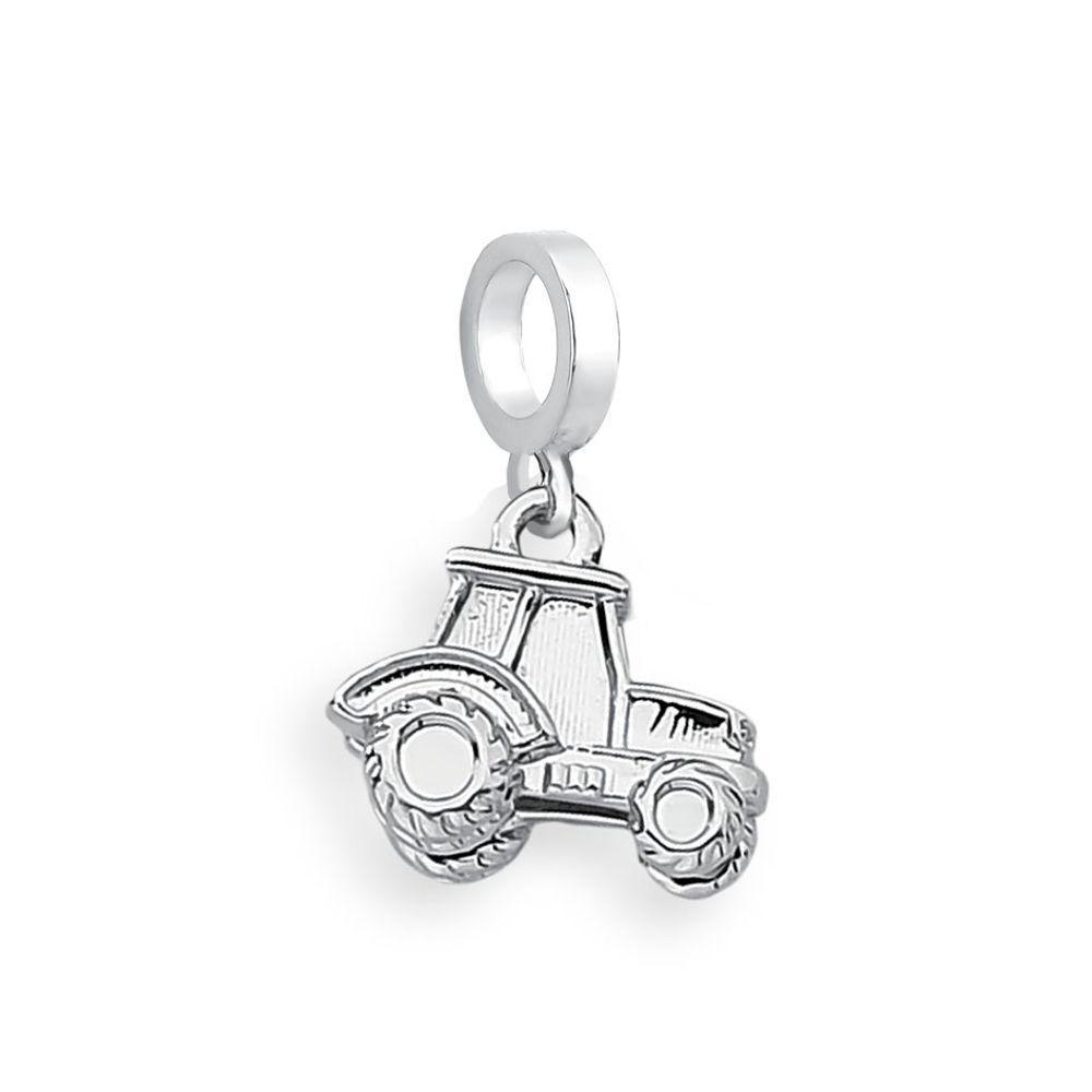 Charm Trator Esmaltado Com Revestimento Prateado Cor Cinza Claro - 1