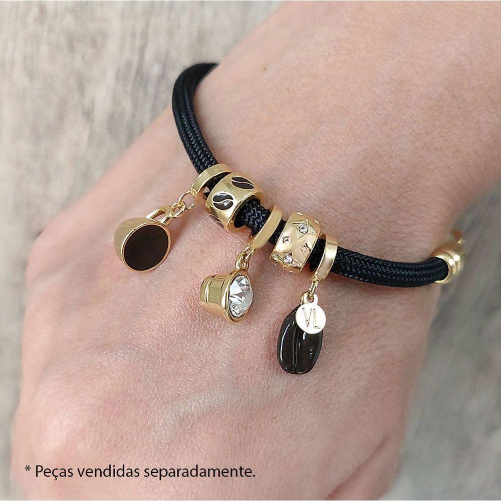 Charm Cápsula De Café Com Cristal E Revestimento Em Ouro - 3