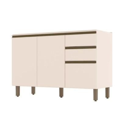 Balcão de Cozinha Connect p/ Pia c/2 Gavetas e 3 Portas 120x51x82cm Off White - Henn