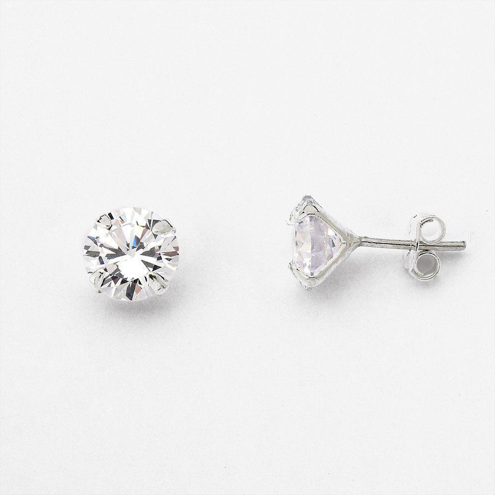 Brinco Ponto De Luz Zirconia Redonda Unissex Prata 925 - 6mm - 1