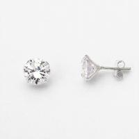 Brinco Ponto De Luz Zirconia Redonda Unissex Prata 925 - 6mm - 1