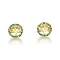 Conjunto Colar E Brincos Arvore Da Vida Verde Banhada A Ouro 18k - 45cm - 2