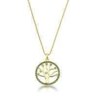 Conjunto Colar E Brincos Arvore Da Vida Verde Banhada A Ouro 18k - 45cm - 3