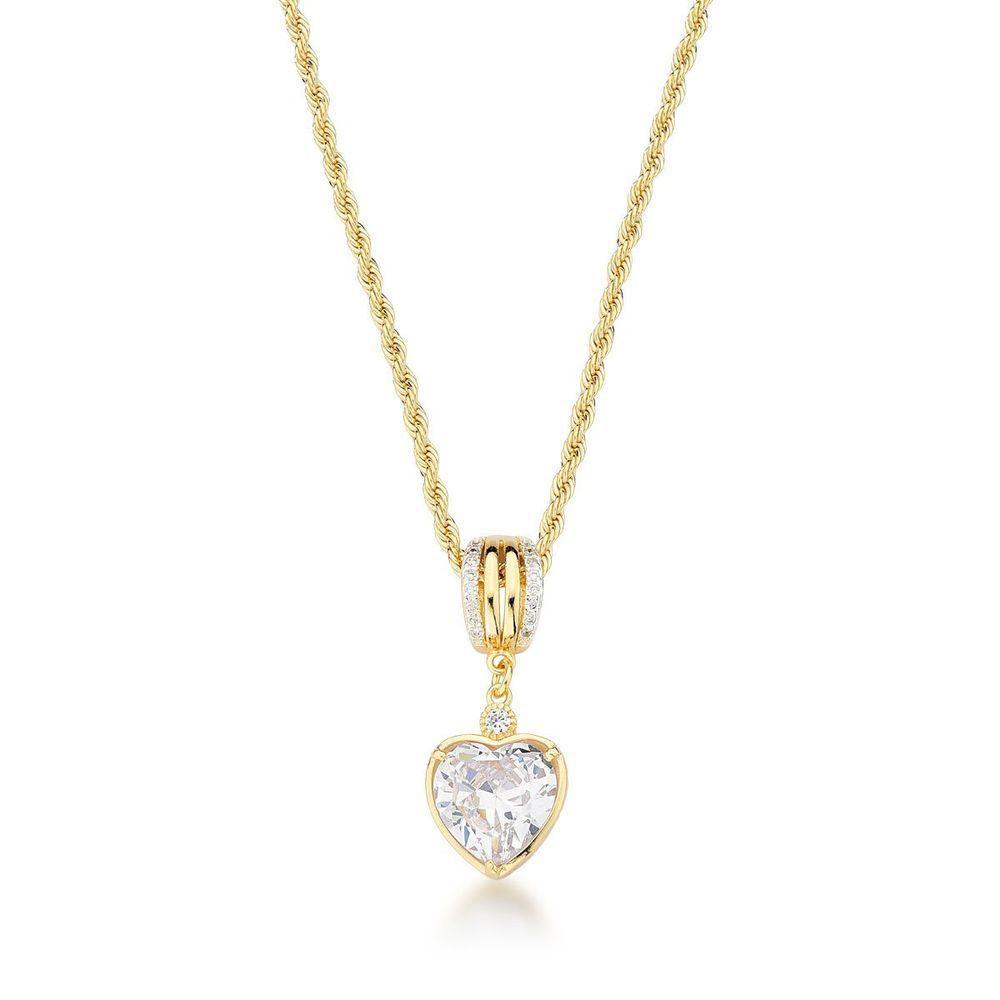 Colar Cordão Baiano Com Coração Zircônio Banhado A Ouro 18k - 1