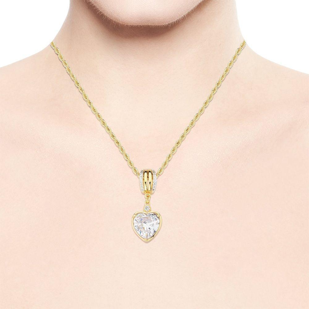 Colar Cordão Baiano Com Coração Zircônio Banhado A Ouro 18k - 3