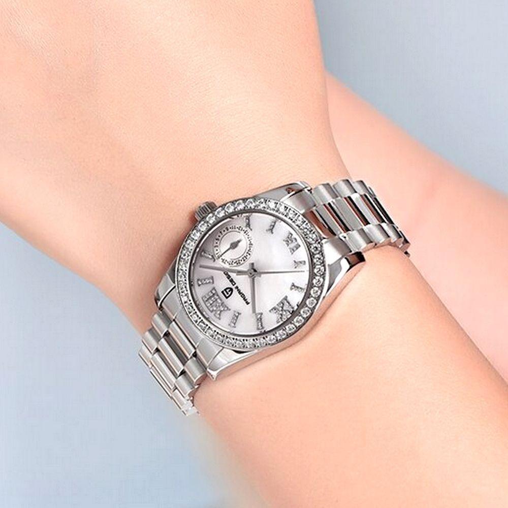 Relógio Feminino De Quartzo Design Ultra Fino Elegante Com Strass Impermeavel - Branco - 4