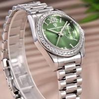 Relógio Feminino De Quartzo Design Ultra Fino Elegante Com Strass Impermeavel - Verde - 4