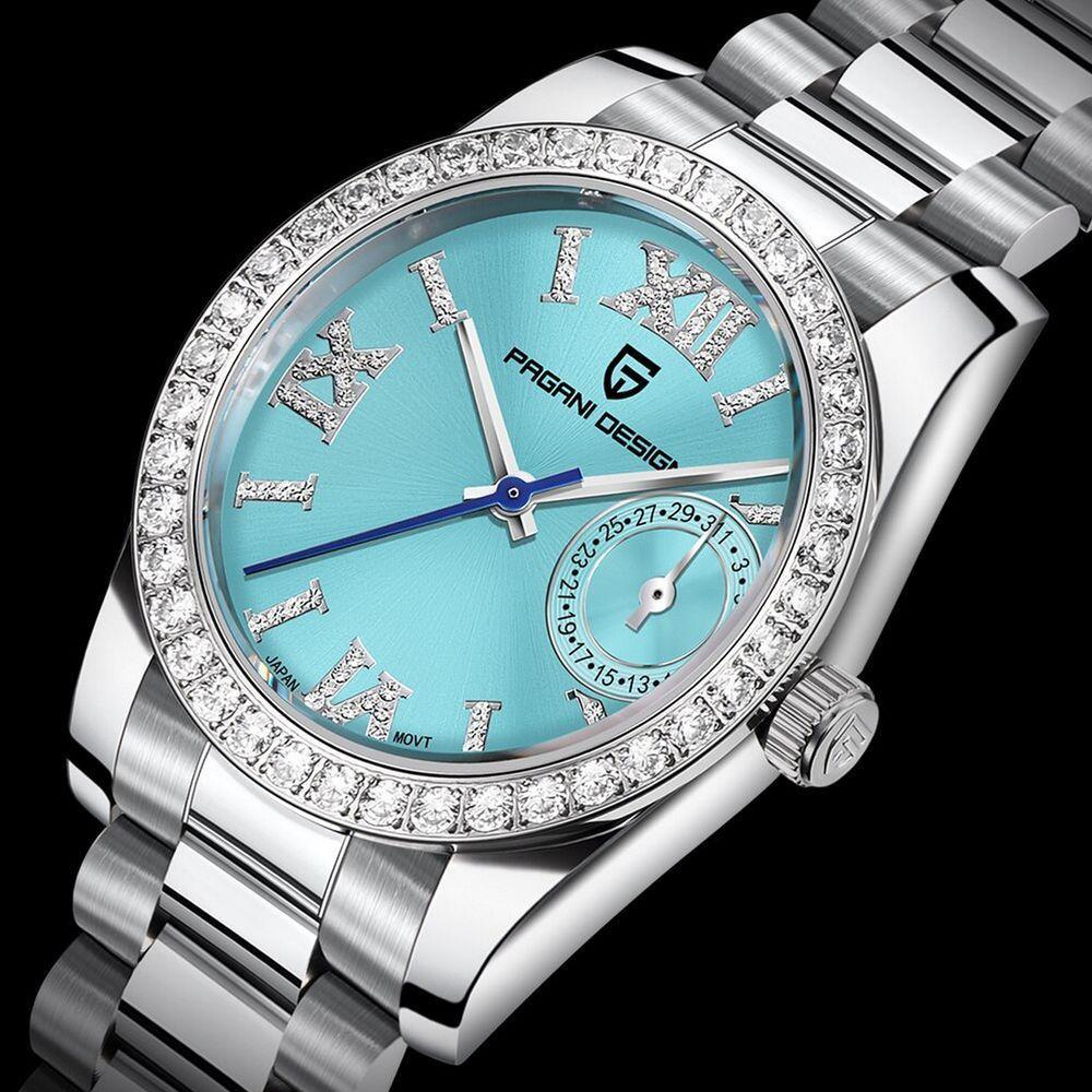 Relógio Feminino De Quartzo Design Ultra Fino Elegante Com Strass Impermeavel - Azul - 2