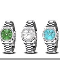 Relógio Feminino De Quartzo Design Ultra Fino Elegante Com Strass Impermeavel - Azul - 3