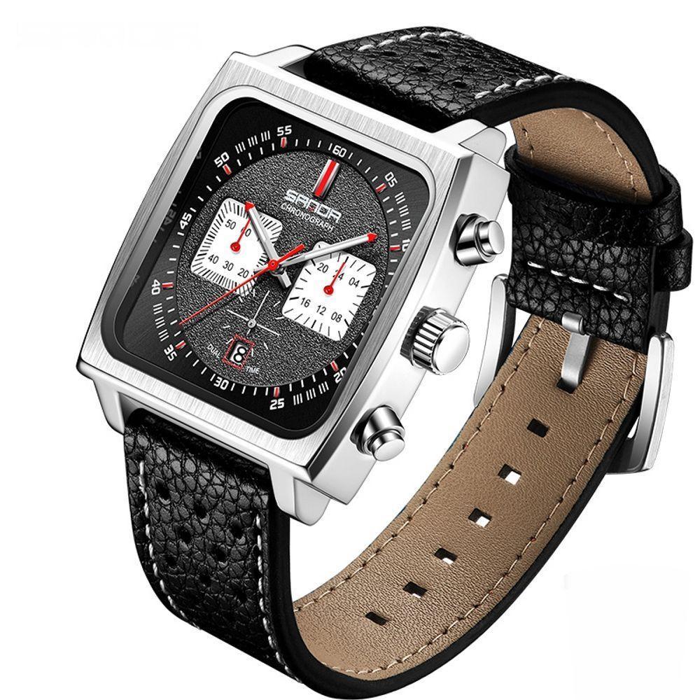 Relógio De Pulso Impermeável, Ponteiros Luminosos Sanda 5311 - Preto - 1