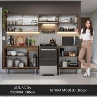 Armário De Cozinha Compacta 229cm Rustic/cinza Emilly Madesa 15 Rustic/cinza - 2