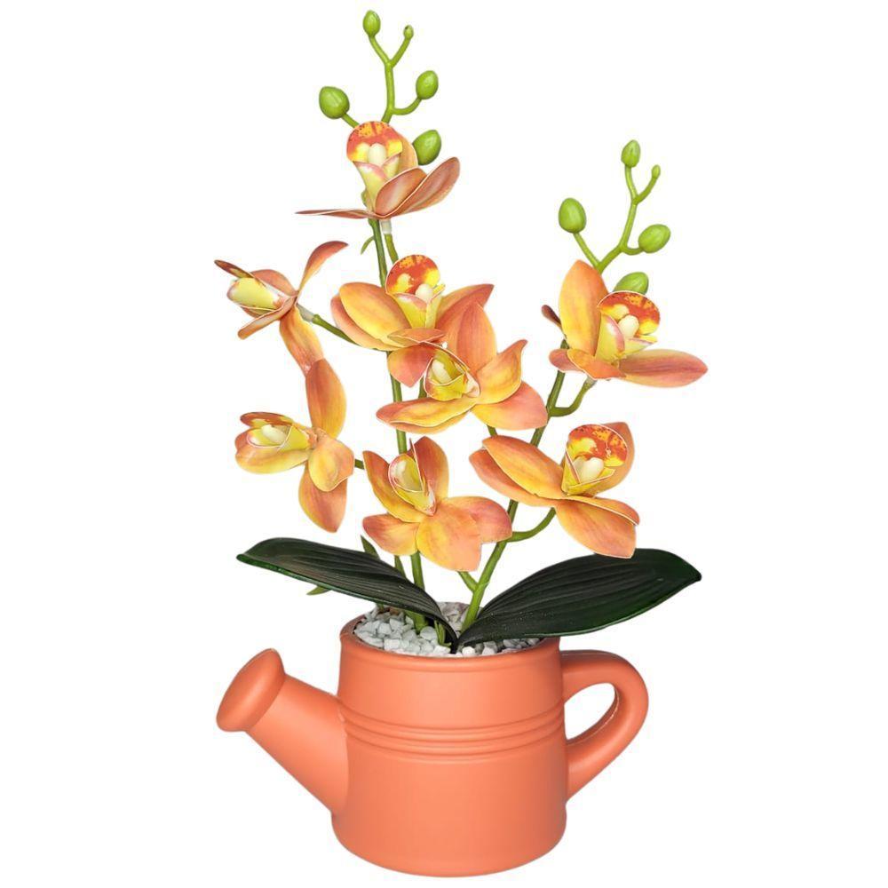 Arranjo De Flores Artificiais Com Caixa De Mdf (29cm) Laranja/laranja - 1