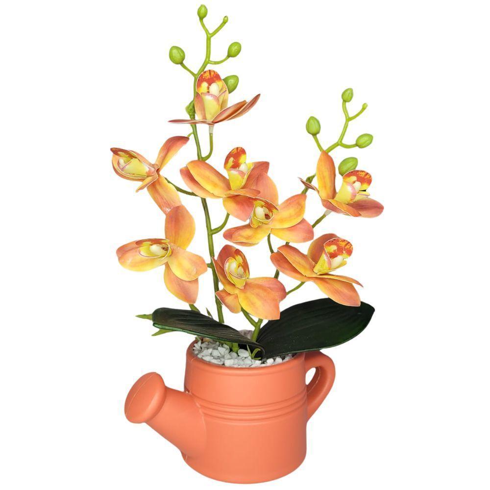 Arranjo De Flores Artificiais Com Caixa De Mdf (29cm) Laranja/laranja - 3