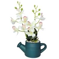 Arranjo De Flores Artificiais Com Caixa De Mdf (29cm) Verde/branco - 3