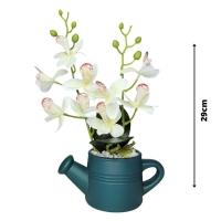 Arranjo De Flores Artificiais Com Caixa De Mdf (29cm) Verde/branco - 5