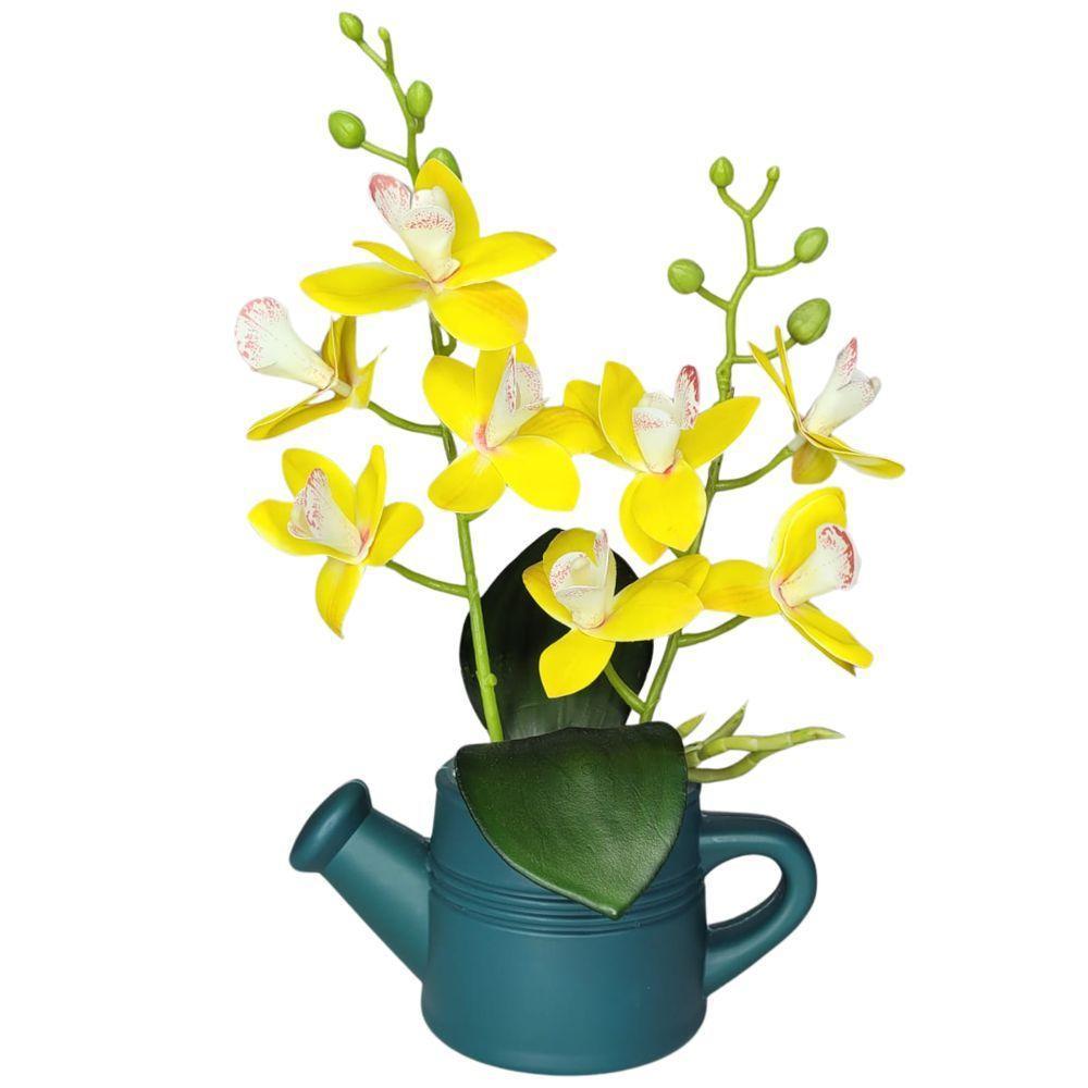 Arranjo De Flores Artificiais Com Caixa De Mdf (29cm) Verde/amarelo - 3