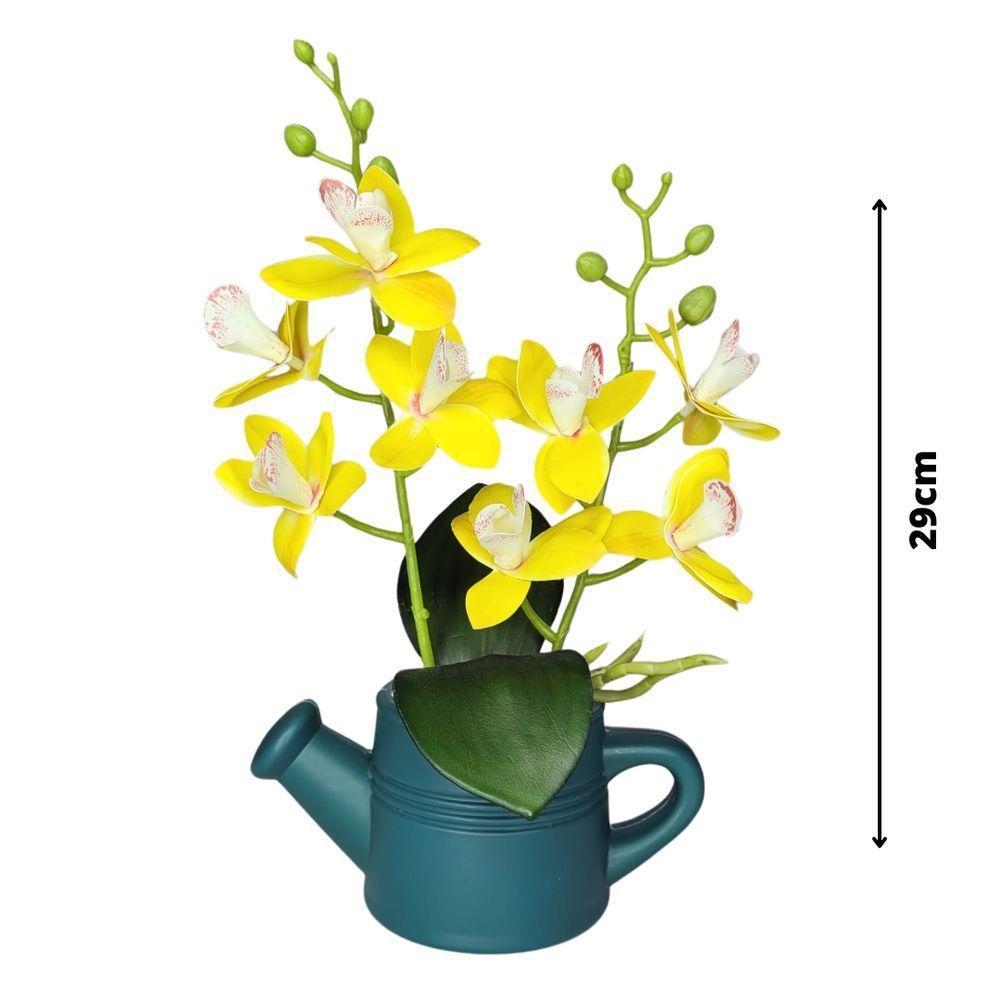 Arranjo De Flores Artificiais Com Caixa De Mdf (29cm) Verde/amarelo - 5