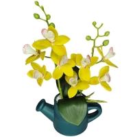 Arranjo De Flores Artificiais Com Caixa De Mdf (29cm) Verde/amarelo - 1