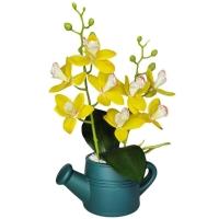 Arranjo De Flores Artificiais Com Caixa De Mdf (29cm) Verde/amarelo