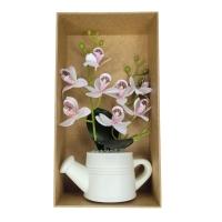 Arranjo De Flores Artificiais Com Caixa De Mdf (29cm) Branco/branco - 3