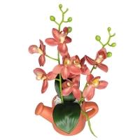 Arranjo De Flores Artificiais Com Caixa De Mdf (29cm) Laranja/terra - 1