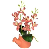 Arranjo De Flores Artificiais Com Caixa De Mdf (29cm) Laranja/terra - 2
